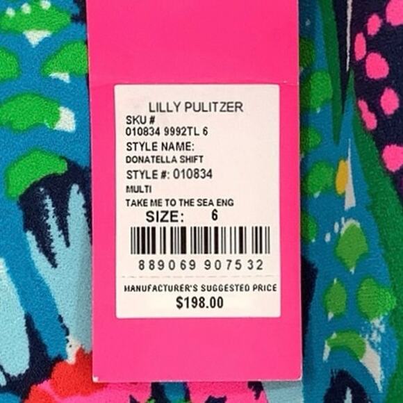 Lilly Pulitzer Size 6 Take Me To The Sea Donatella Shift Dress Sleeveless OS19-8 - Picture 10 of 11